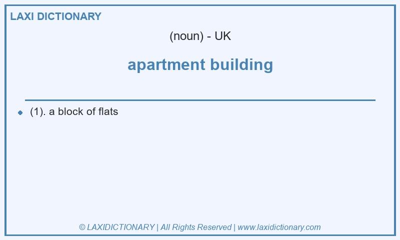 Definition apartment building in British English