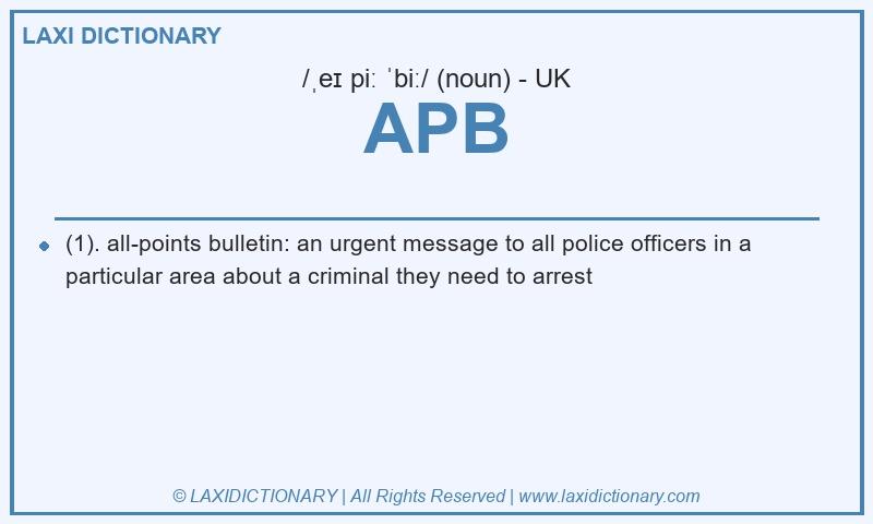 Definition APB in British English