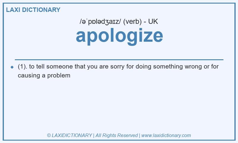 Definition apologize in British English