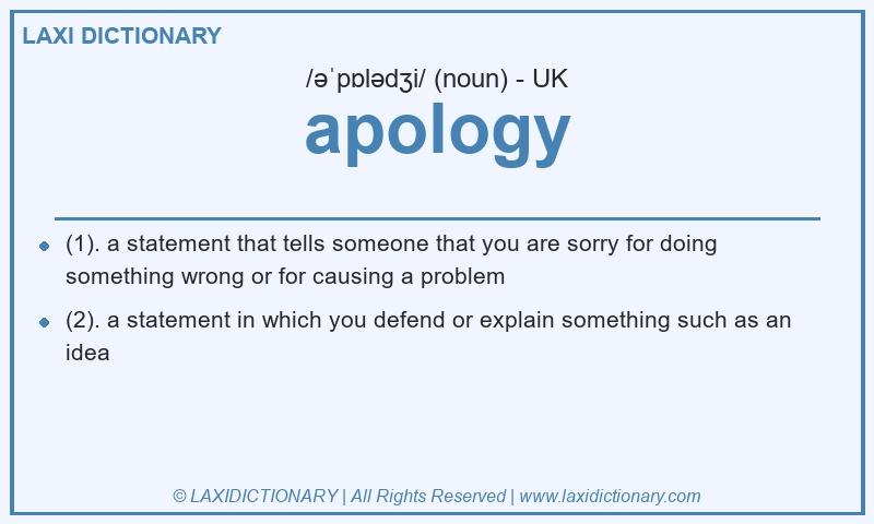 Definition apology in British English