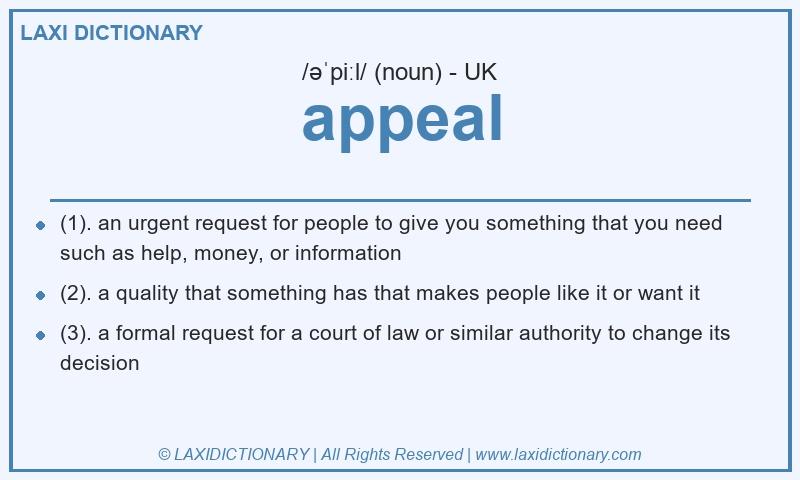 Definition appeal in British English