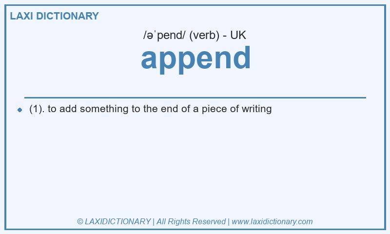 Definition append in British English