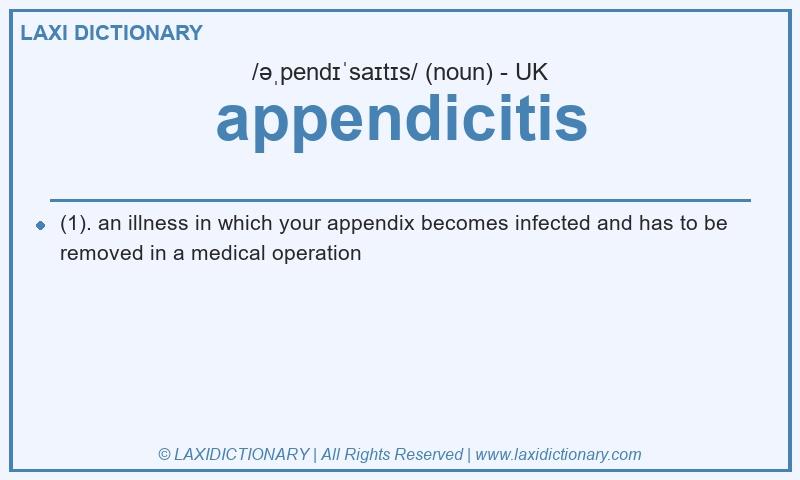 Definition appendicitis in British English