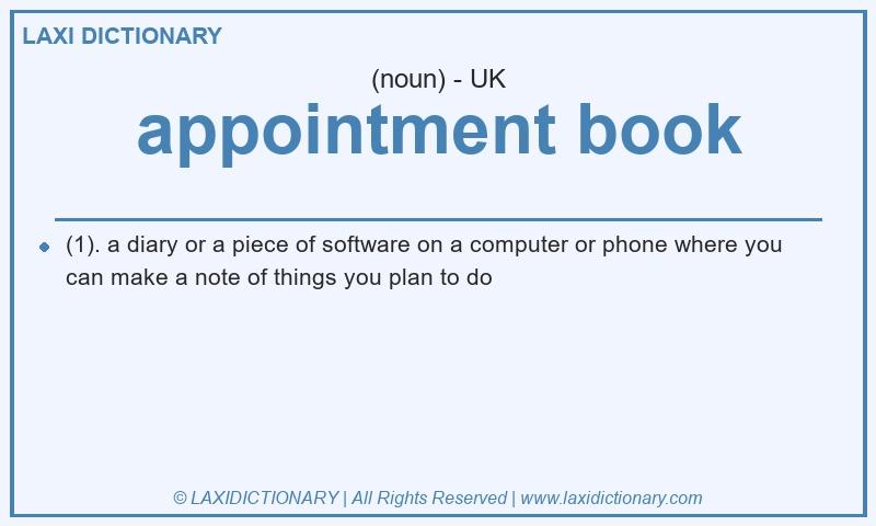 Definition appointment book in British English