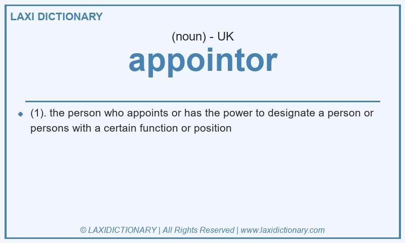Definition appointor in British English