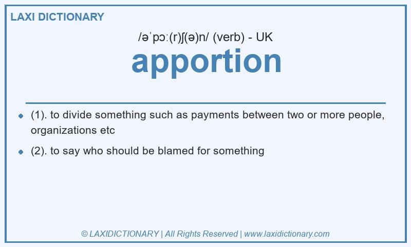 Definition apportion in British English