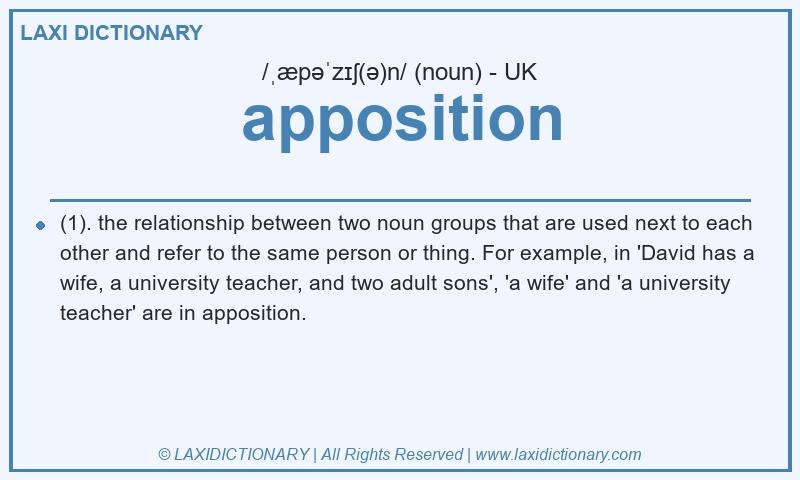 Definition apposition in British English