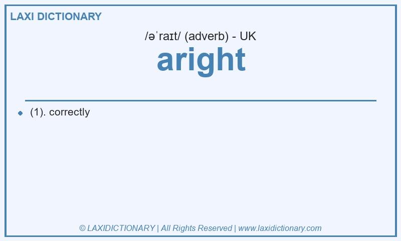 Definition aright in British English