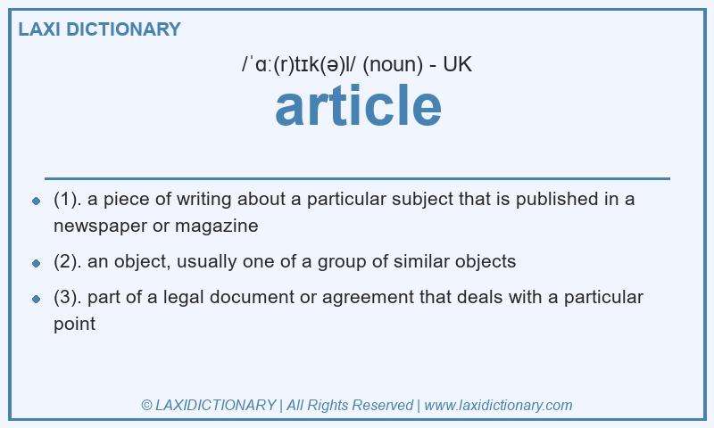 Definition article in British English