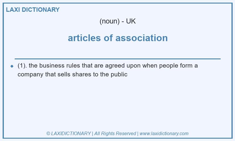 Definition articles of association in British English