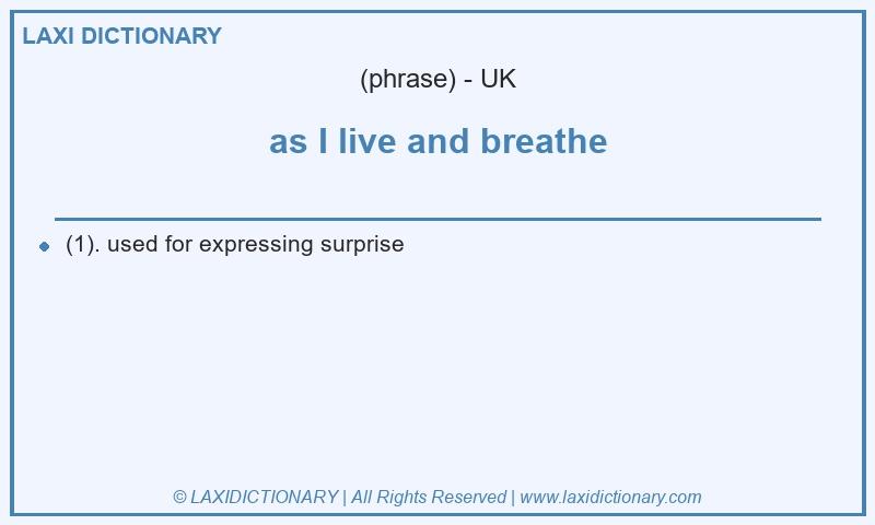 Definition as I live and breathe in British English