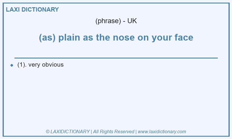Definition (as) plain as the nose on your face in British English