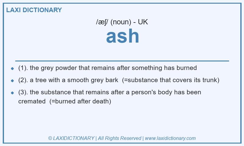 Definition ash in British English