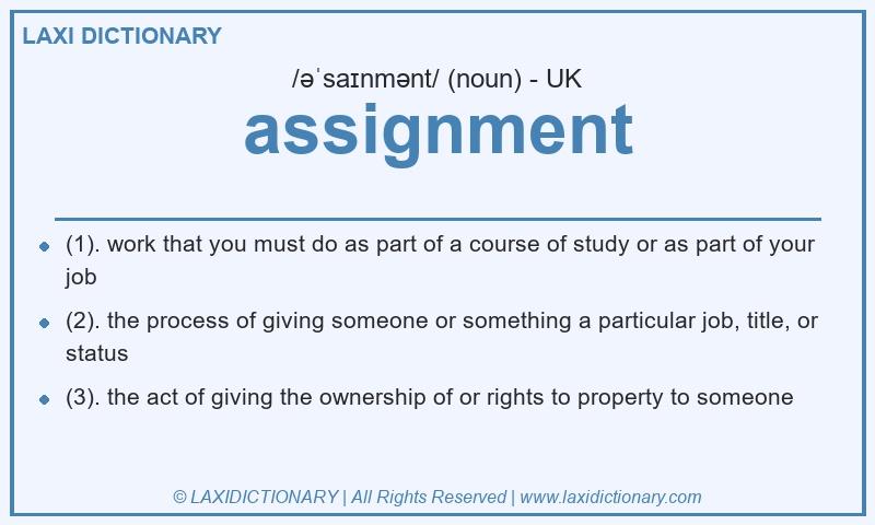 Definition assignment in British English