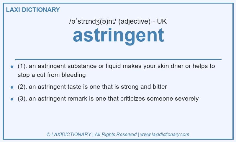 Definition astringent in British English