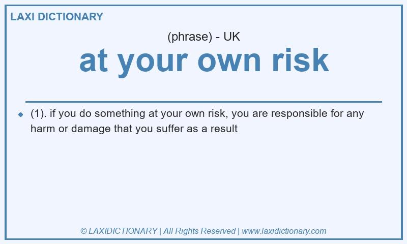 Definition at your own risk in British English