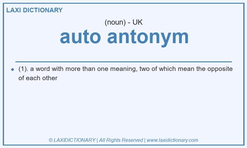Definition auto antonym in British English