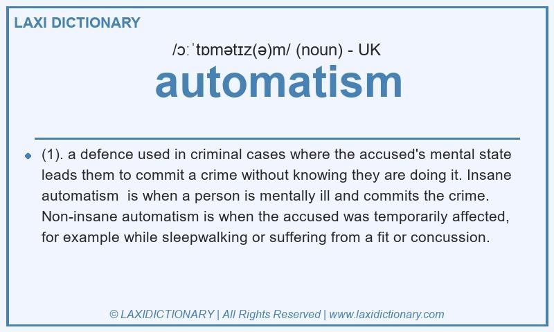 Definition automatism in British English