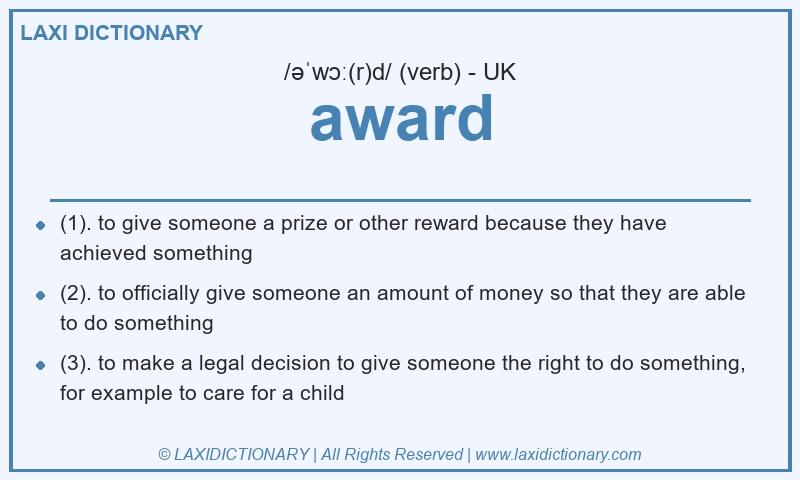 Definition award in British English