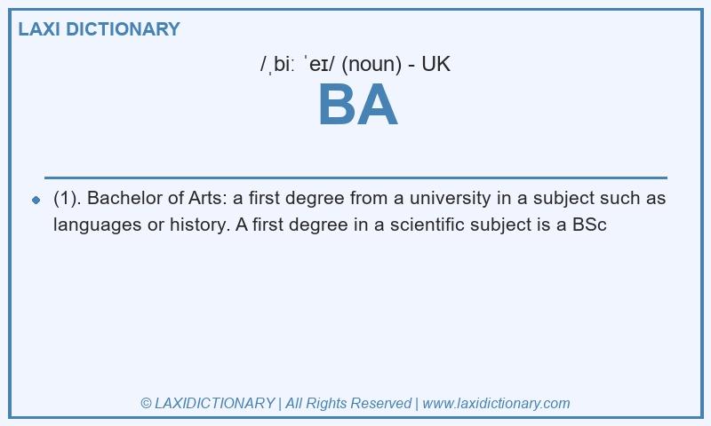 Definition BA in British English
