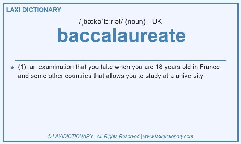 Definition baccalaureate in British English