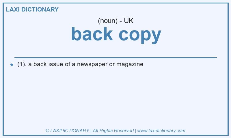 Definition back copy in British English