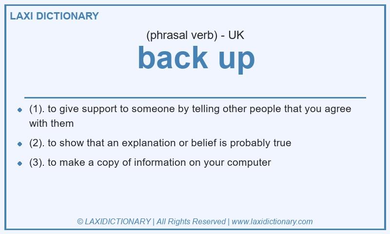 Definition back up in British English