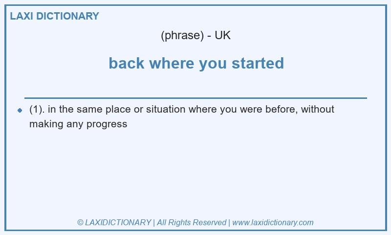 Definition back where you started in British English