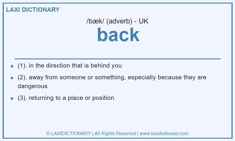 Definition back in British English