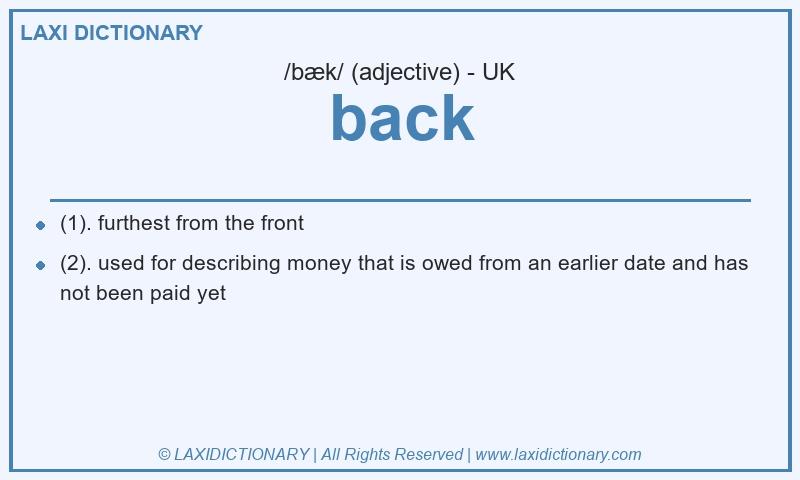 Definition back in British English