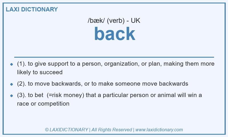 Definition back in British English