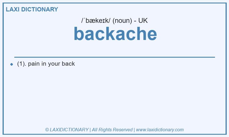 Definition backache in British English