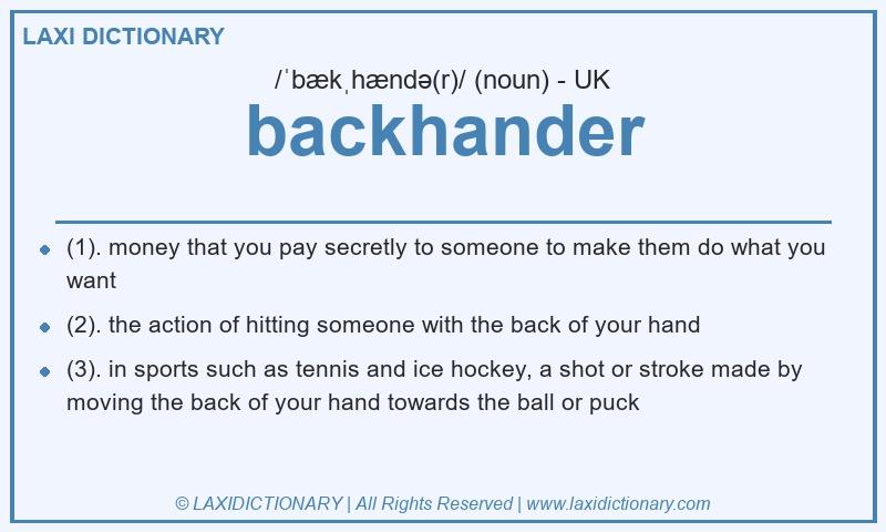 Definition backhander in British English
