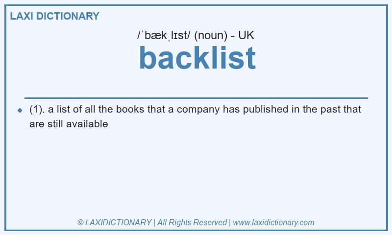 Definition backlist in British English