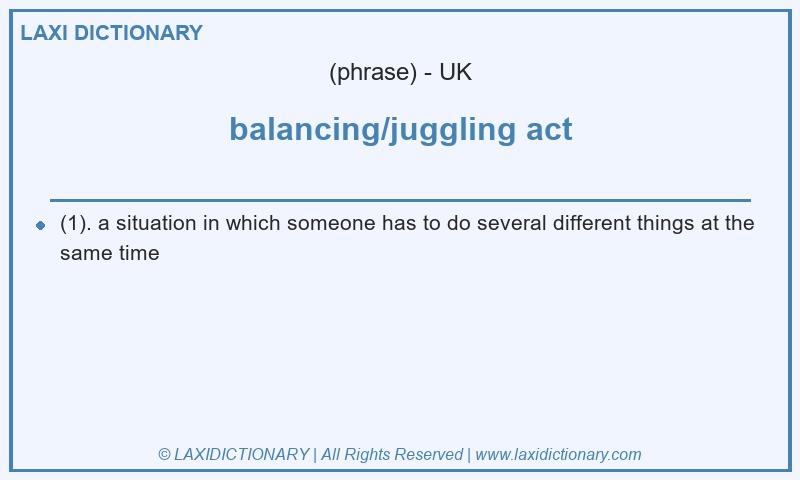 Definition balancing/juggling act in British English