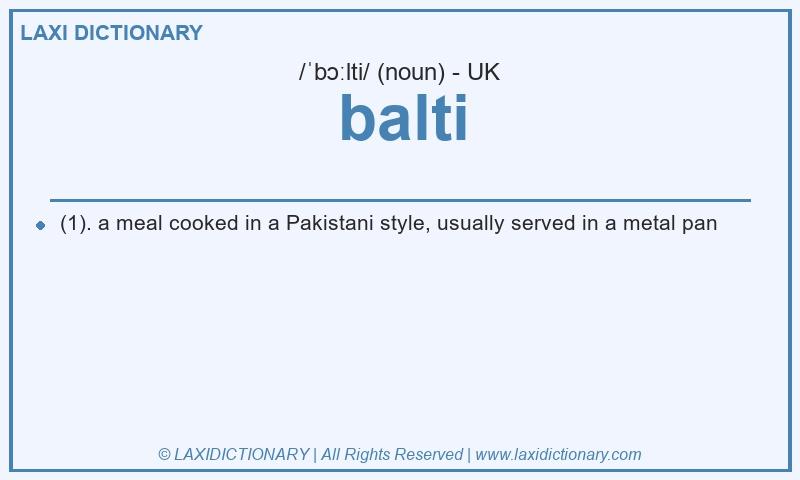 Definition balti in British English