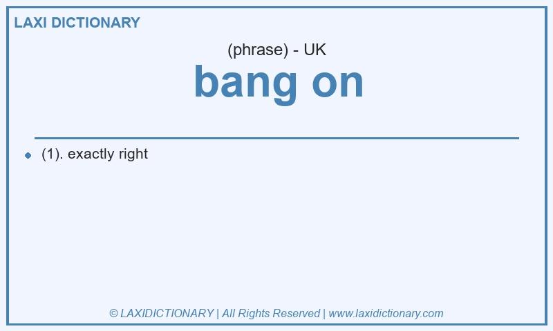 Definition bang on in British English
