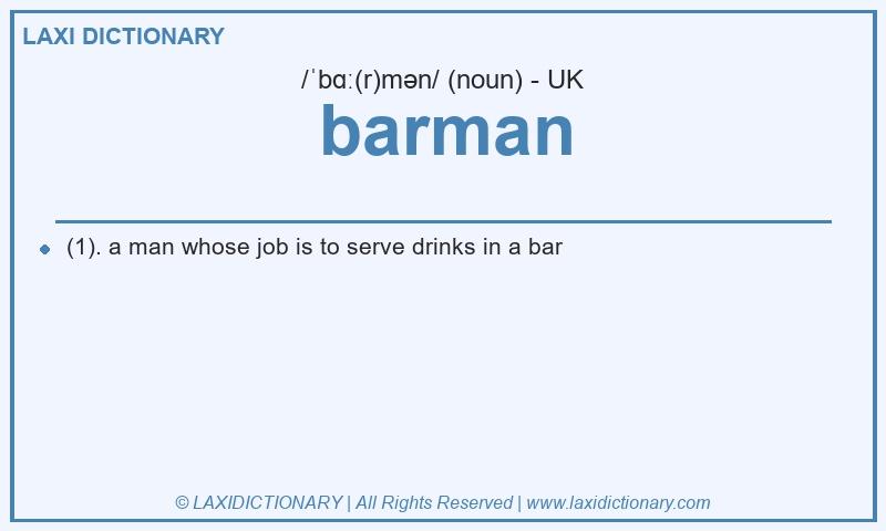 Definition barman in British English