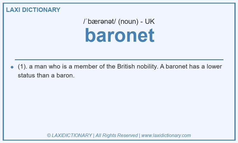 Definition baronet in British English