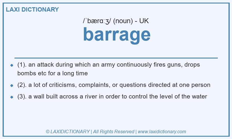 Definition barrage in British English