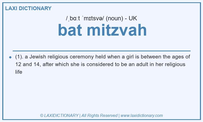 Definition bat mitzvah in British English