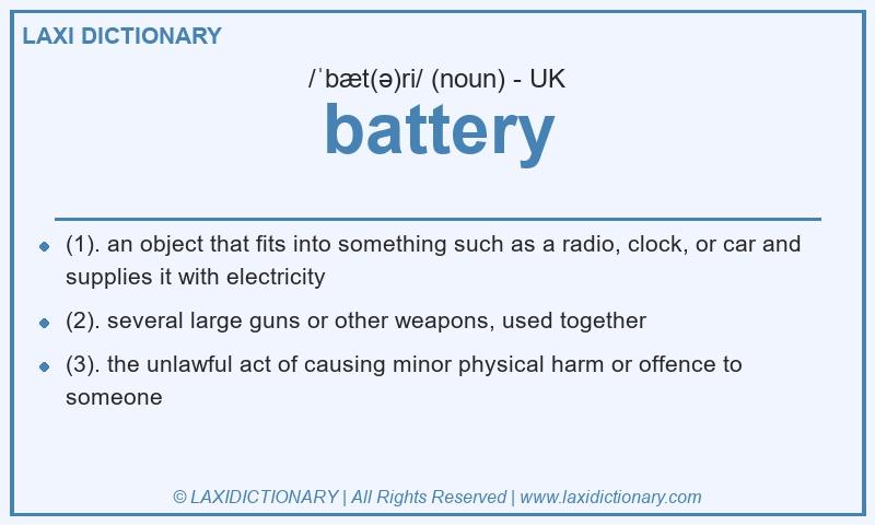 Definition battery in British English