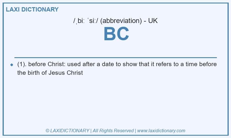 Definition BC in British English