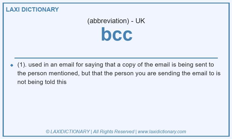 Definition bcc in British English