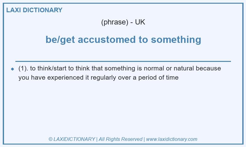 Definition be/get accustomed to something in British English