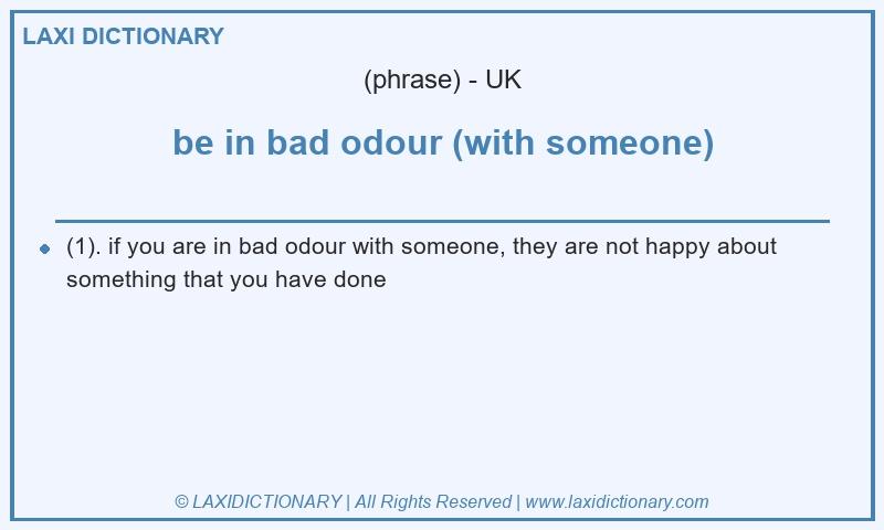 Definition be in bad odour (with someone) in British English