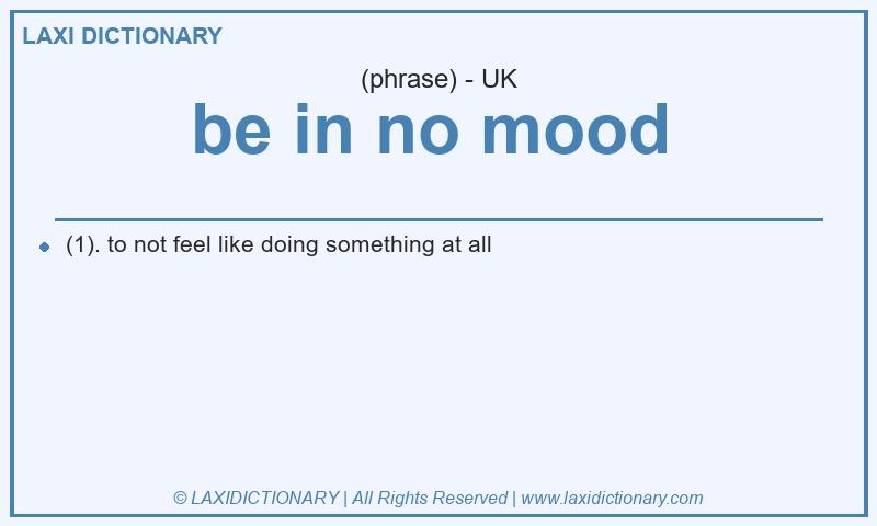 Definition be in no mood  in British English