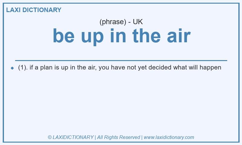 Definition be up in the air in British English