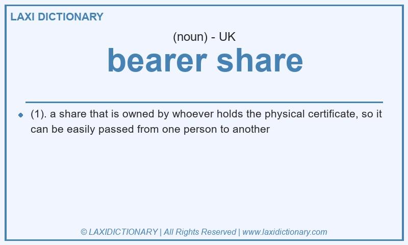 Definition bearer share in British English