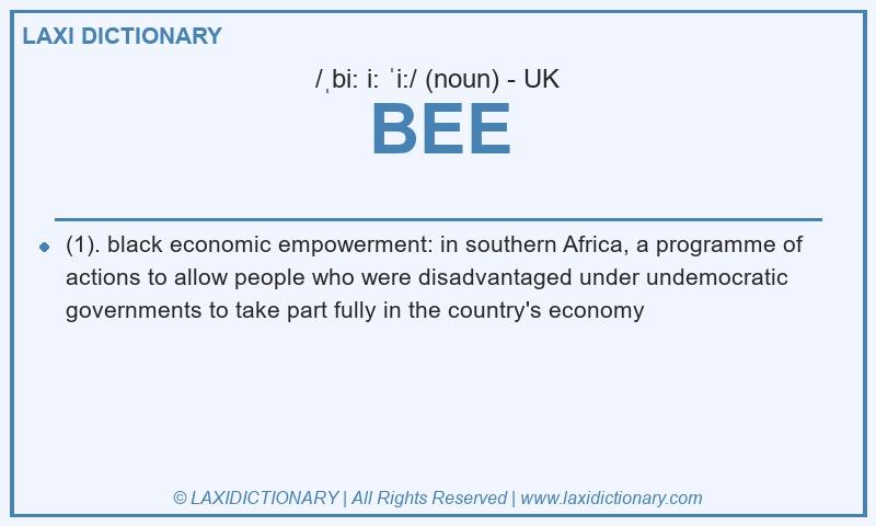 Definition BEE in British English